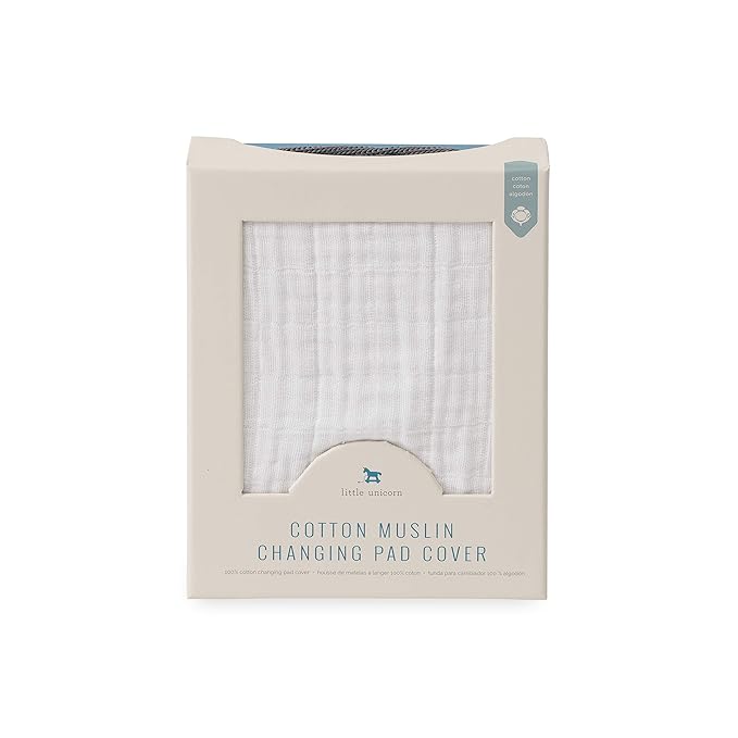 Little Unicorn Changing Pad Cover for Newborns & Infants | Soft & Breathable Muslin Fabric | Baby Diaper Changing Table Pad Cover (White)