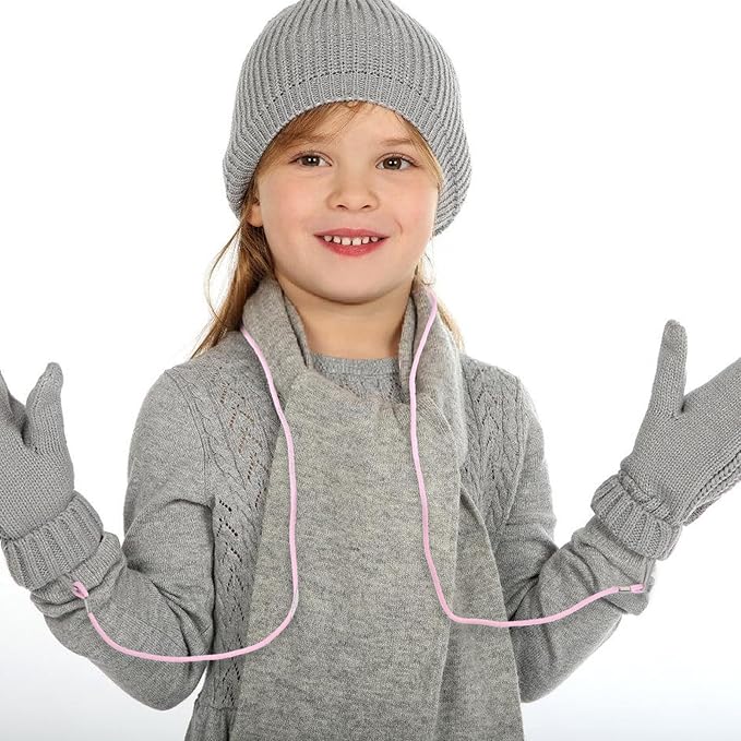 SHINEOFI Mitten Clips for Toddlers Kids,Anti Lost Mitten Lanyard Universal Glove Holder for Winter Sports & Outdoor Play (Pink)