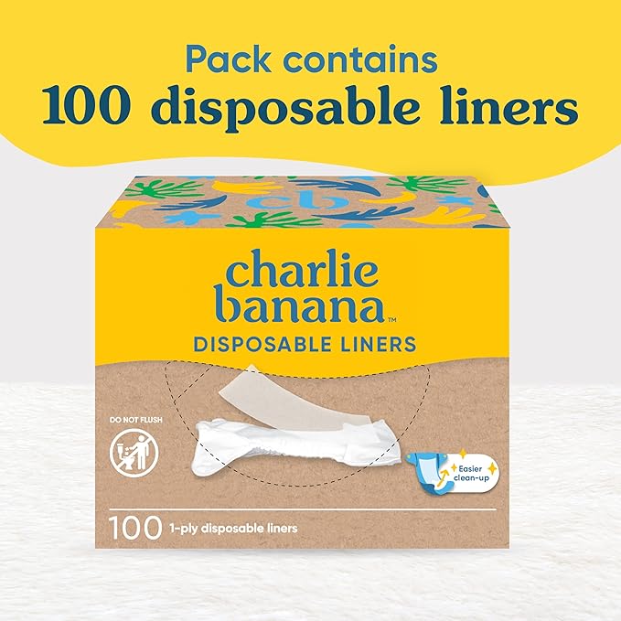 Charlie Banana Baby Disposable Cloth Diaper Liners and Baby Wipes, Unscented, 100 Count Pack