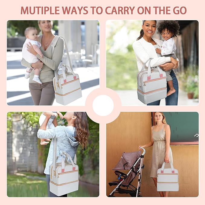 Damero Wearable Breast Pump Bag with Cooler Compartment Compatible with Elvie, Willow and Medela Electronic Pumps, Wearable Pump Tote with Waterproof Mat for Working Moms