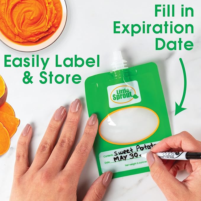 Disposable Baby Food Pouches (24ct) - Make Your Own 6 Ounce Squeezies - Works with all Fill Stations including Infantino
