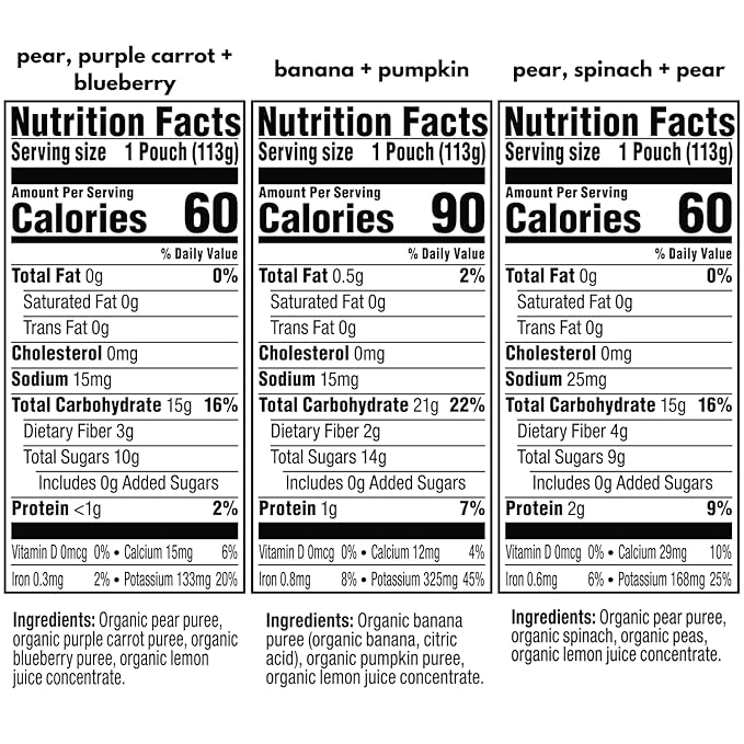 Plum Organics - 6+ Months Organic Baby Food Variety Pack - 3 Flavors - Non-GMO - Fruit & Veggie Blends On-The-Go Pouches for Baby and Toddler Meals - Quality Tested Ingredients - 4 oz (Pack of 18)