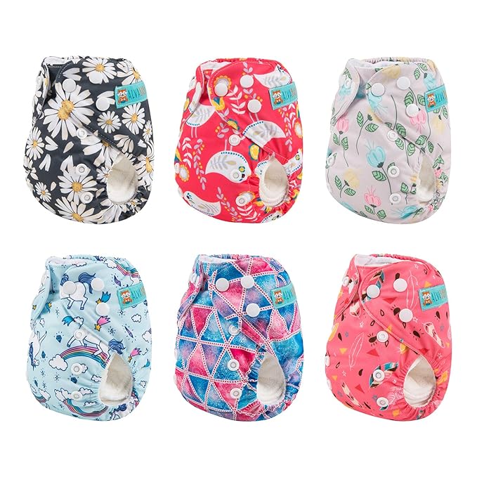 ALVABABY 6pcs with 12 Inserts Baby Cloth Diapers Pocket Newborn Diaper for Less Than 12pounds Baby Snaps Cloth Diapers Nappy