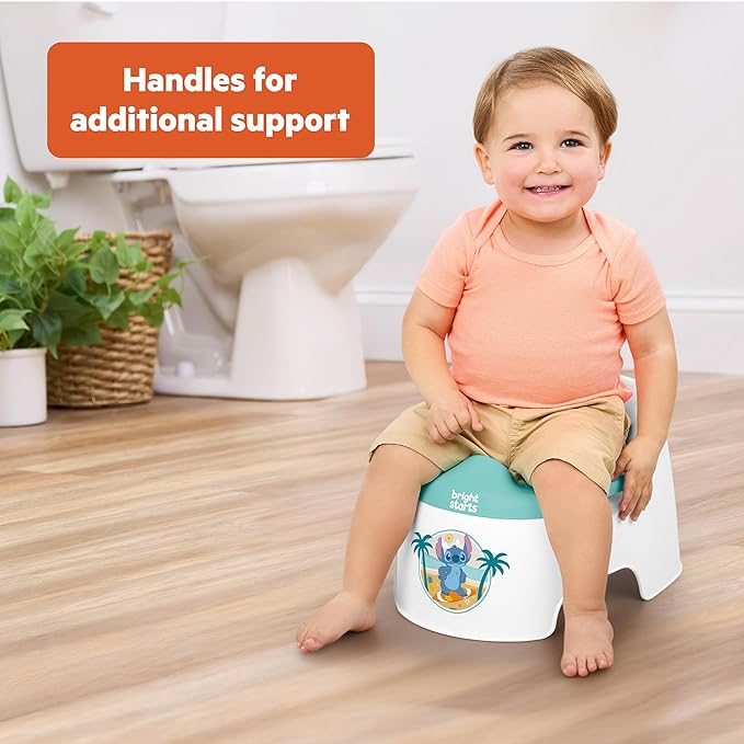 Bright Starts Disney Stitch Full Comfort Potty Training Toilet, Easy Clean Removable Bowl, Splash Guard, High Back for Comfort & Stability, Toddlers up to 50 lbs