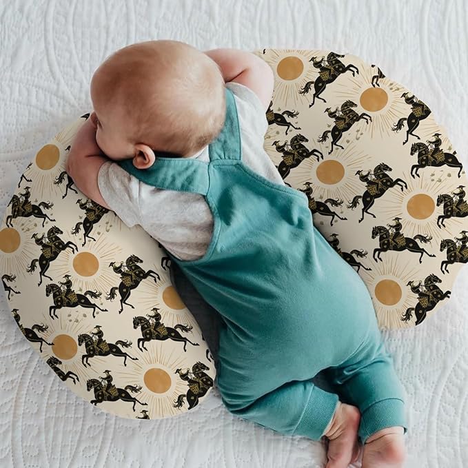 Western Cowboys Sunshine Nursing Pillow Covers for Boy Girl Cowboy Horse Sun Nursery Feeding Pillowcase for Breastfeeding Pillows Wild West Desert Soft Stretchy Removable Covers for Newborn Infant