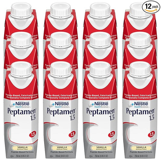 Nestle Peptamen 1.5 Oral Supplement Vanilla 250 mL Carton, 12 Count