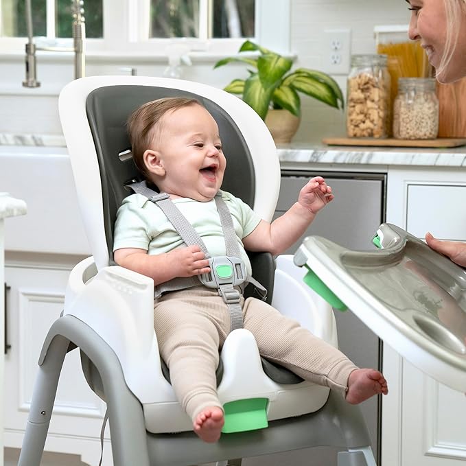 Ingenuity Full Course SmartClean 6-in-1 High Chair – SmartClean EVA Foam, 5 Point Safety Harness, 2 Dishwasher Safe Trays – Slate