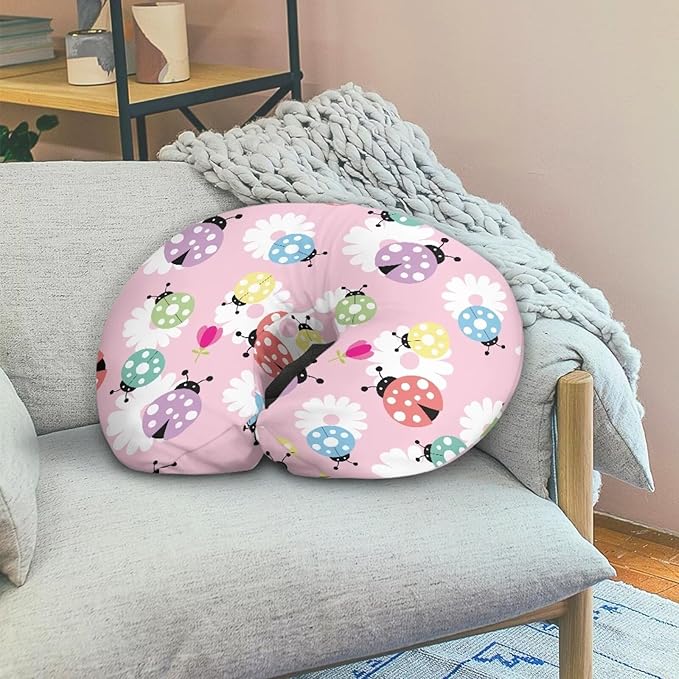 Daisy Colorful Ladybug Easter Nursing Pillow Cover for Baby Boy Girl Ultra Soft Comfortable Newborn Nursing Pillow Case Easy to Use and Dustptoof