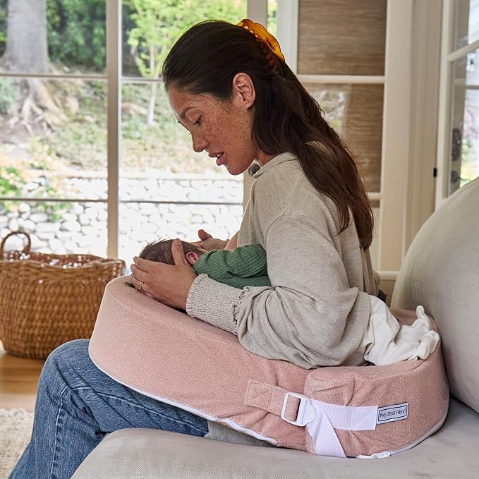 My Brest Friend Twin Nursing Pillow - Enhanced Comfort with Slipcover - Ergonomic Breastfeeding Pillow for Ultimate Support - Adjustable Nursing Pillow with Handy Side Pocket, Soft Rose