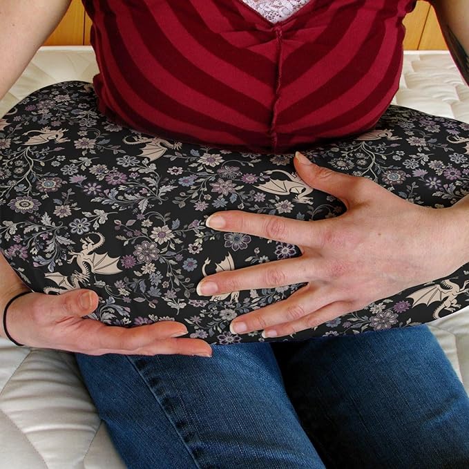 Fantasy Floral Dragons Baby Nursing Pillow Covers for Boy Girl Fairytale Dragon Gothic Black Purple Flowers Nursing Slipcovers for Breastfeeding Pillows Animal Soft Stretchy Cover for Newborn Infant