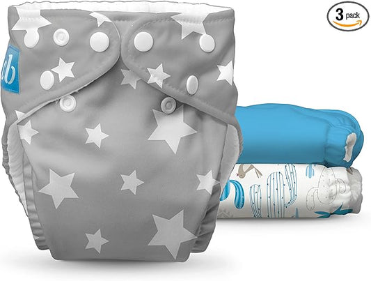 Charlie Banana Cloth Diapers, Reusable, Washable, Adjustable One Size Diaper, for Babies and Toddlers, with Absorbent Inserts - Under The Stars, 3 Pack