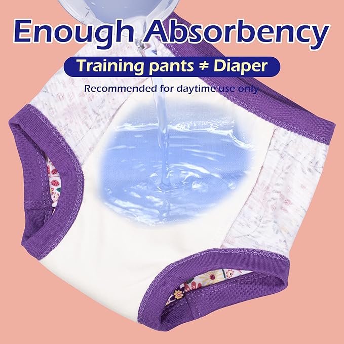 BIG ELEPHANT Potty Training Underwear, 100% Cotton Absorbent Unisex Toddler Pee Pants for Boys Girls