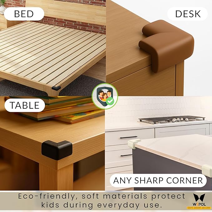 Soft Foam Corner Protectors for Baby, Bed Frame Corner Guards, Sharp Edge Desk Furniture Safety Cover Bumpers for Kids, 3M Adhesive Pre-Taped Rubber Padding Cushion (White, 12 Pack)