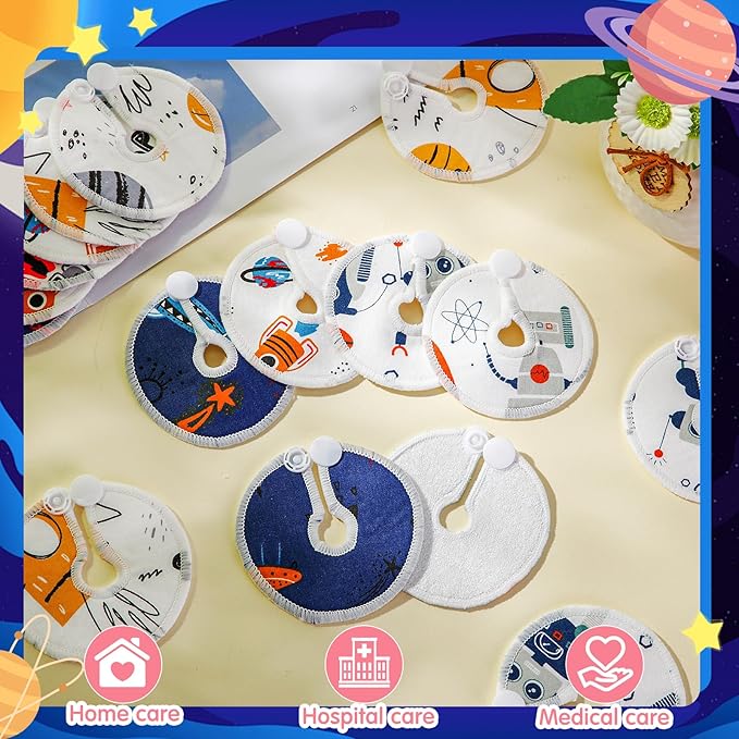 Threlaco 48 Pcs Gtube Button Covers Feeding Tube Pads Holder Abdominal Reusable Accessories Peg Tube Soft Absorbent Breast Feeding Pads Breastfeeding Support Nursing Care Stay Dry(Universe)