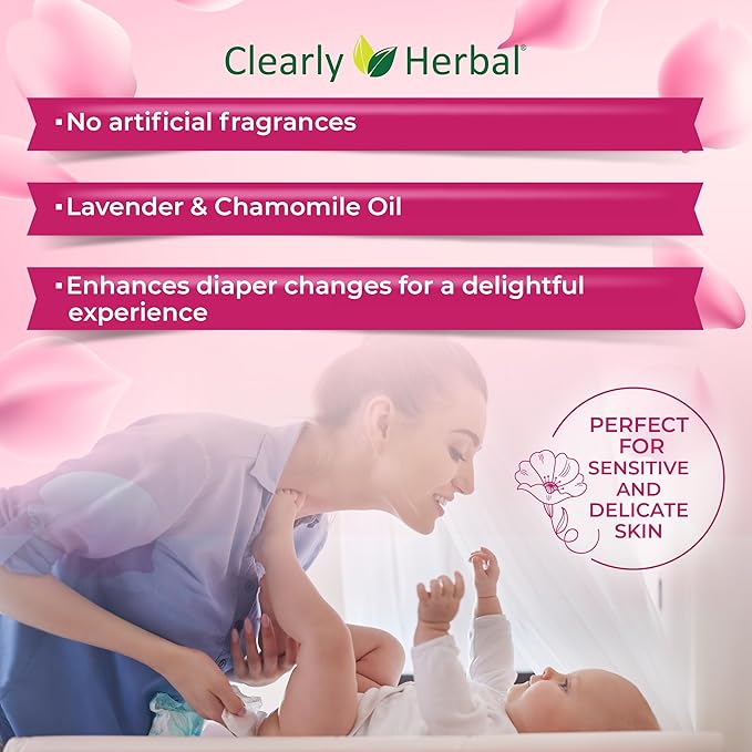 Baby Wipes, Rose Water Formula, made with Essential Oils and Natural Herbal Extracts, Bundle Pack 288 Plant Based Wipes (4 Packs x 72 Count)