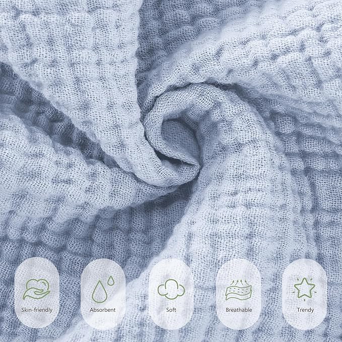 Susurration Muslin Burp Cloths 24x24 Inches Ultra Soft 100% Cotton, 4 or 7 Pack Baby Washcloths for Newborn, Absorbent Burp Rags & Swaddle Blankets