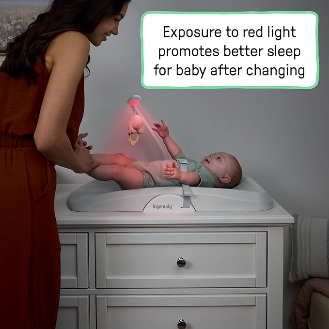 Ingenuity Day & Night Sylvi Baby Changing Pad - Includes Nightlight with Red Light Option to Promote Better Sleep, Easy to Wipe Clean, Ages 0M+