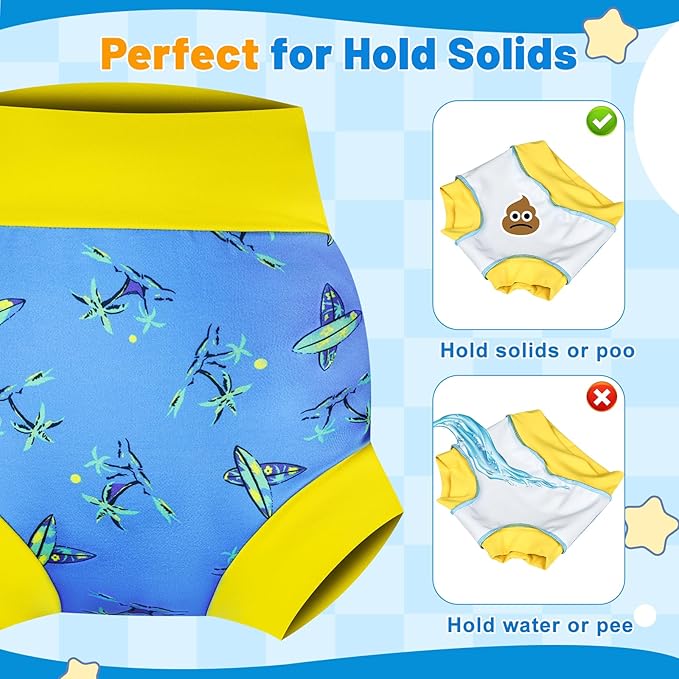 MooMoo Baby Swim Diapers 3 Pcs Waterproof Reusable Swimming Diapers for Baby Boys and Girls Swim Lesson 4T