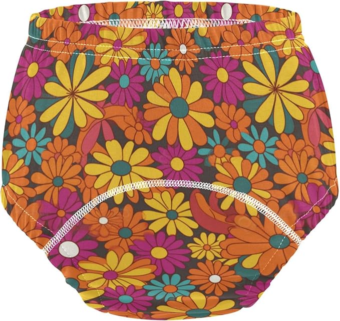 Baby Boys Potty Training Pants Leakproof Night Time Potty Training Underwear for Toddler 3T Colorful Floral Pattern Groovy Flowers