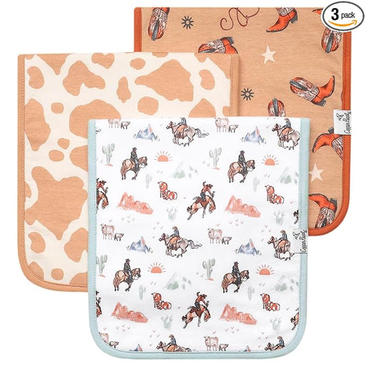 Copper Pearl Baby Burp Cloth Large 21''x10'' Size Premium Absorbent Triple Layer 3-Pack Gift Set Boone