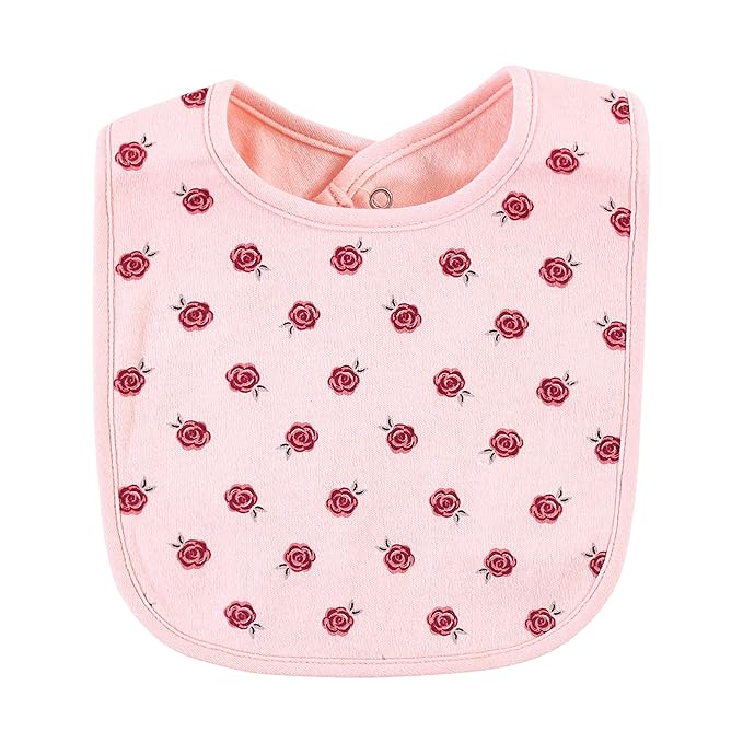 Hudson Baby Unisex Baby Cotton Bibs, Rose, One Size