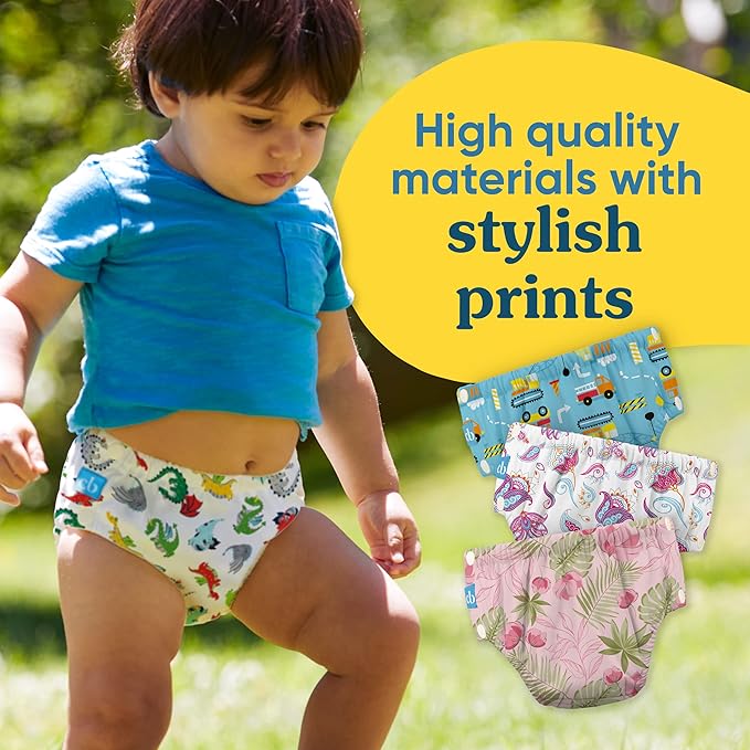 Charlie Banana Reusable Potty Training Underwear with Snaps, Designed to minimize Accidents, Cotton Bliss, Size XL (28-41 lbs)