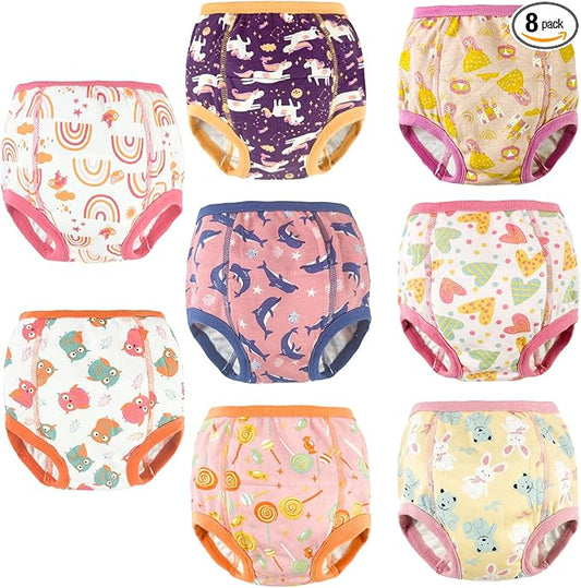 8 Packs Reusable Toddler Training Underwear for Potty Training and Strong Absorbent Training Underwear for Girls 4t