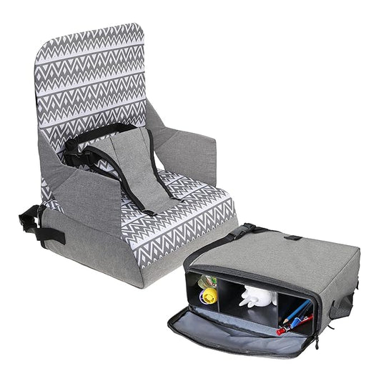 Dreambaby Grab ‘N Go Travel Booster Seat – Portable Toddler High Chair for Dining (6M-3Y) with Storage & Shoulder Strap