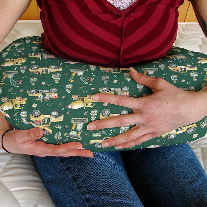 Green Christmas Construction Trucks Baby Nursing Pillow Covers for Boy Girl Dump Truck Excavator Animals Gifts Nursing Pillowcase for Breastfeeding Pillows Winter Holiday Soft Stretchy Slipcovers