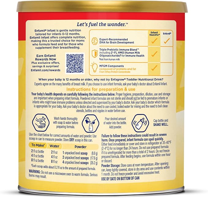 Enfamil Infant Formula, Milk-based Baby Formula with Iron, Omega-3 DHA & Choline, Powder Can, 21.1 Oz