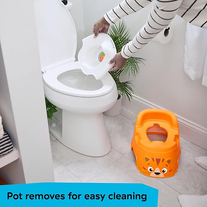 Baby Einstein Tinkle and Reveal Tiger Potty Training Toilet, Non-Skid Toddler Potty, Removable Bowl, Ages 18+ Months