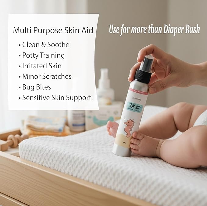 Balm Baby Spray That Bottom - Diaper Rash Cream Spray – No Touch - No Rub - Travel Friendly Skin Aid To Cleanse, Moisturize, Soothe, Prevent and Heal – 4oz All Natural, Vegan, Herbal Diaper Care