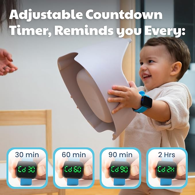 Potty Training Watch & Board Book for Kids – A Water Resistant Potty Reminder Device for Boys & Girls - Train Your Toddler with Fun Musical or Vibration Reminders and Printed Board Book (Blue)