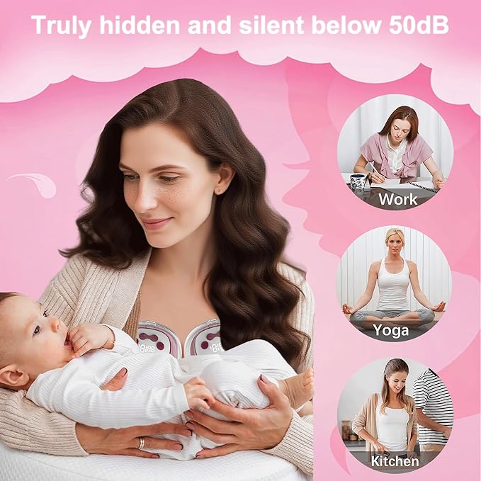 Wearable Breast Pump Hands Free (2-Pack Double), Electric Lactation Massager, FDA Cleared, BPA-Free PA12, 3 Full Flanges (18/20/24mm), Hospital-Grade Suction, Invisible & Quiet, 4 Modes 15 Levels Pink