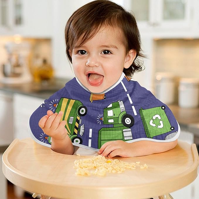Garbage Trucks Cars Burp Cloths Baby Boys Girls Absorbent Soft Cotton Burping Cloths Rags 2 Pack