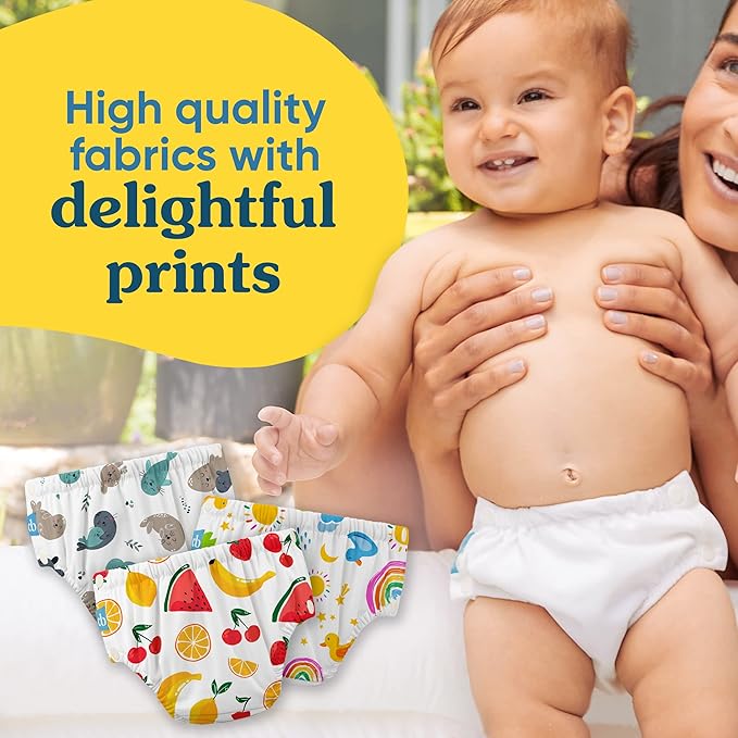 Charlie Banana Reusable Washable Swim Diaper, Easy On and Off Snaps for Baby Girls Boys, Soft and Snug Waterproof Fit to Prevent Leaks - White, Size M (16-28 lbs)