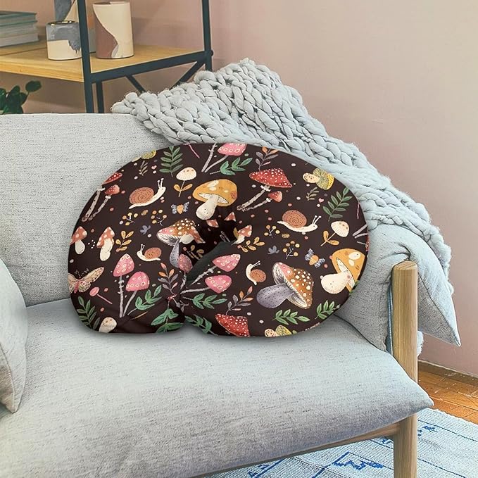 Mushroom Nursing Pillow Support Cover with Hidden Zipper Soft Breathable Fabric Breastfeeding Pillow Slipcover for Baby Boys & Girls Shower Gift or Nursery Room Decor