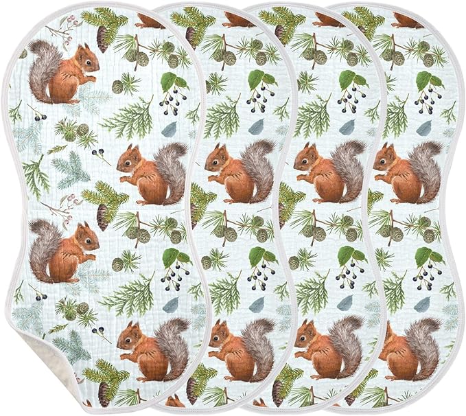 vvfelixl Muslin Burp Cloths Forest Squirrels Baby Washcloths for Baby Girl Boys 2 Pack Blue