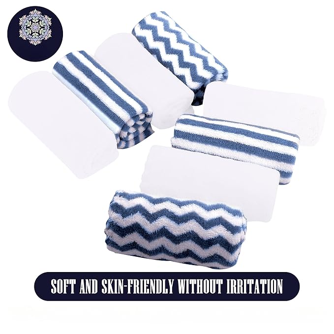 16 Pack Super Soft Baby Burp Cloths, Baby Washcloths, Ultra Absorbent Large Newborn Burping Cloth for Boy and Girl, Milk Spit Up Rags, Unisex for Baby Sensitive Skin, Navy Blue and White, 16 x 12 Inch