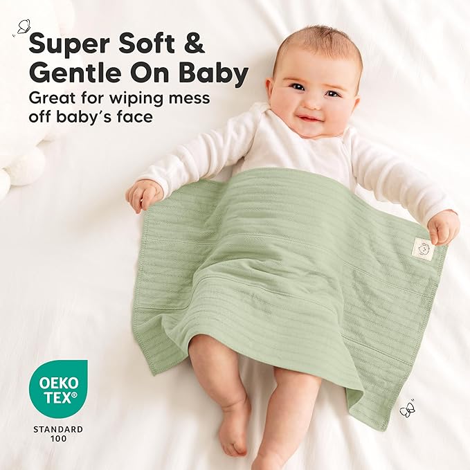 KeaBabies Organic Cotton Burp Cloths Baby Girl, Boy - 6-Pack Large Burping Clothes for Babies, Spit Up Rags, Super Soft & Absorbent Newborn Wash Towels, Gender Neutral,Non-Shrink (Stria, Muted Pastel)