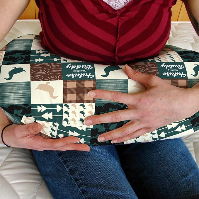Camouflage Duck Hunting Baby Nursing Pillow Covers for Boy Girl Green Mallard Ducks Plaids Nursing Pillowcase for Breastfeeding Pillows Wild Ducks Soft Stretchy Slipcovers for Newborn Infant