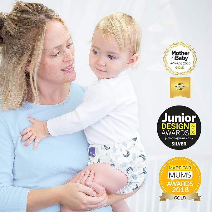 Bambino Mio Miosolo Classic Cloth Diaper Set, Unisex, 6 Count, White