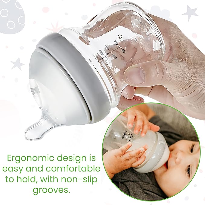 Haakaa Generation 3. Silicone Baby Bottle Nipples, Orthodontic, Anti-Colic, Wide Neck, 100% Medical Grade Silicone, Fit All Haakaa Baby Bottles, 2 PK (Size M (3-6 m))