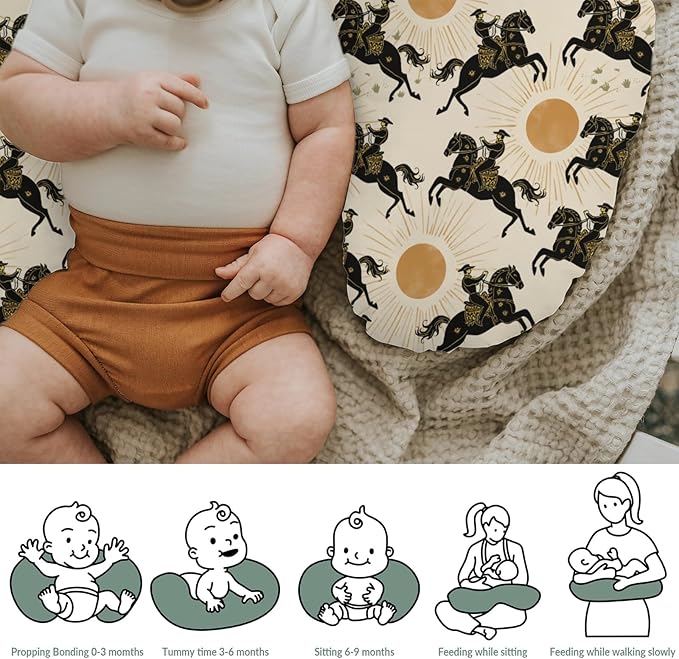 Western Cowboys Sunshine Nursing Pillow Covers for Boy Girl Cowboy Horse Sun Nursery Feeding Pillowcase for Breastfeeding Pillows Wild West Desert Soft Stretchy Removable Covers for Newborn Infant