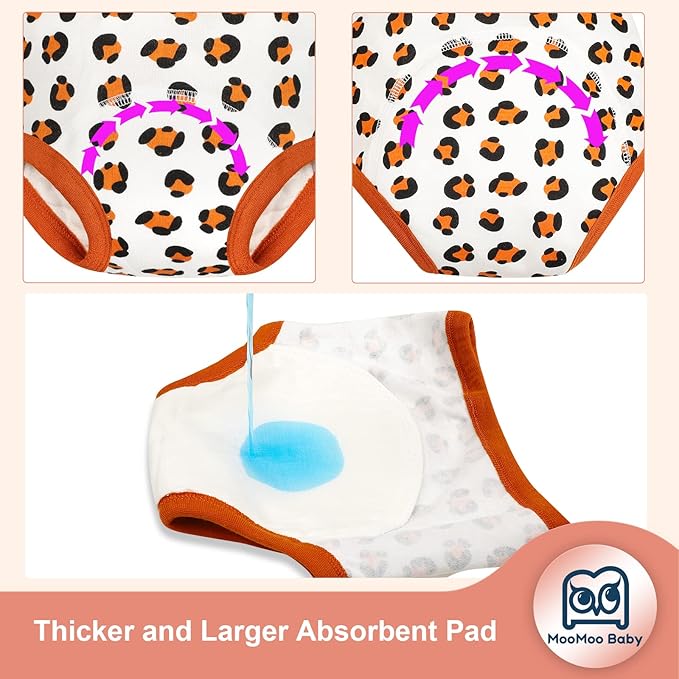 MooMoo Baby Potty Training Underwear for Boys Absorbent Toddler Training Pants for Girls 2T-6T
