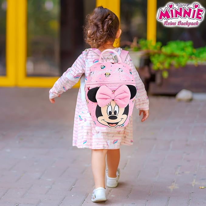 Disney Minnie Mouse Backpack with Toddler Safety Harness for Girls Daycare Bag Backpack with Leash Preschool Outdoor Travel Gifts