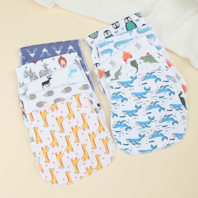 10-Pack Burp Cloths for Baby Boys and Girls - Organic Baby Burp Cloth,Baby Washcloths, Burp Rags, Large Neutral Burp Clothes for Newborn