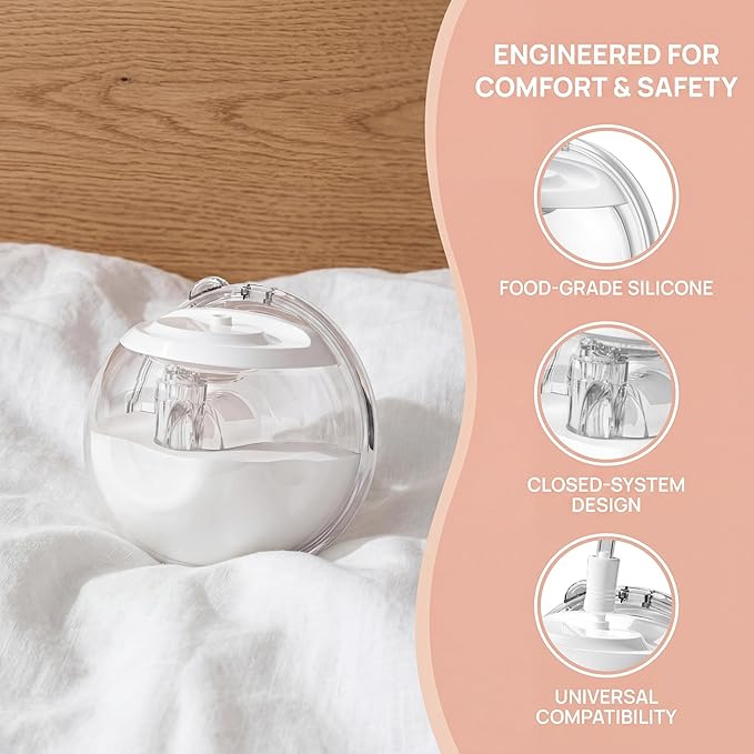 Wearable Silicone Milk Collection Cups, 2 Pack Hands-Free Breast Milk Collector, Soft Food-Grade Silicone Shells for Leaking, Works with Baby Buddha,Spectra,Ameda MYA,Zomee,Freemie(24mm)