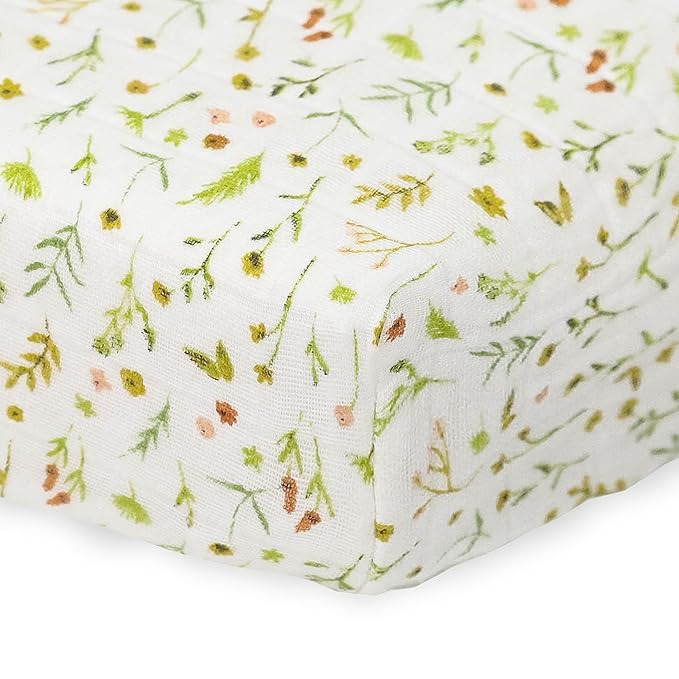 Little Unicorn Changing Pad Cover for Newborns & Infants | Soft & Breathable Muslin Fabric | Baby Diaper Changing Table Pad Cover (Floral Field)