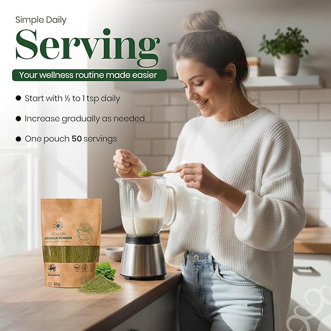 Moringa Powder (3.52oz/100g) – Pure Moringa Oleifera Leaf Powder from Sri Lanka – Kosher, Vegan